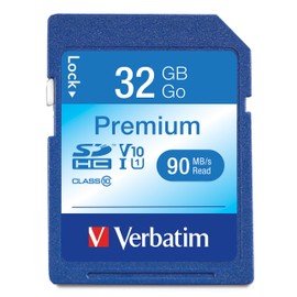 Verbatim 32GB Premium SDHC Memory Card, UHS-I Class 10, Blue