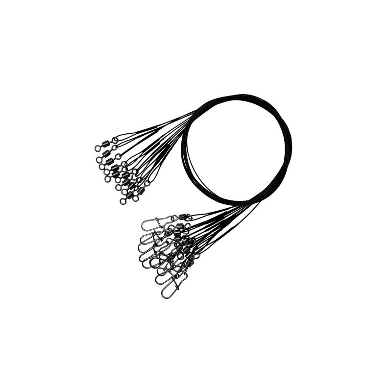 PetrisCatch Set of 10 Steel Leaders with Carabiner for Pike,