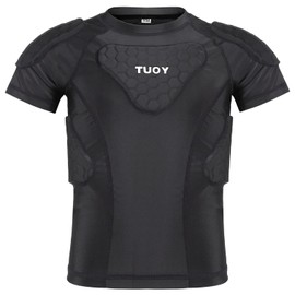 TUOY Youth Boys Padded Compression Shirt protective Top for Football Paintball Baseball Soccer Basketball