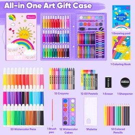Art Supplies, iBayam 149-Pack Drawing Kit Painting Art Set Art Kits Gifts Box, Arts and Crafts for Kids Girls Boys, with Drawing Pad, Coloring Book, Crayons, Pastels, Pencils, Watercolor Pens (Purple)