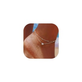 ChicSilver Silver Anklets for Women Waterproof, Sterling Silver Ankle Bracelets for Women, Initial Anklets Adjustable Dainty Layered Anklet Beach Jewelry for Women Mom Wife Friend