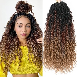 Alicoco Goddess Locs Crochet Hair 20 Inch 8 Packs Faux Locs Crochet Hair For Women Boho Soft Locs Pre-looped River Crochet Locs With Curly Ends (20 Inch (Pack of 8), 1B/30/27)