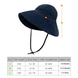 JUPSK Baby Toddler Sun Hat Kids Summer Bucket Hat Wide Brim Beach Cap with Chin Strap UPF50 for Infant Child Girls Boys 1-4 Years (Orange)