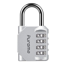 Puroma 1 Pack Combination Lock for Locker 4 Digit Outdoor Waterproof Padlock for School, Gym, Sports, Fence, Toolbox, Gate, Case, Outdoor, Hasp Storage, Cabinets (Silver)