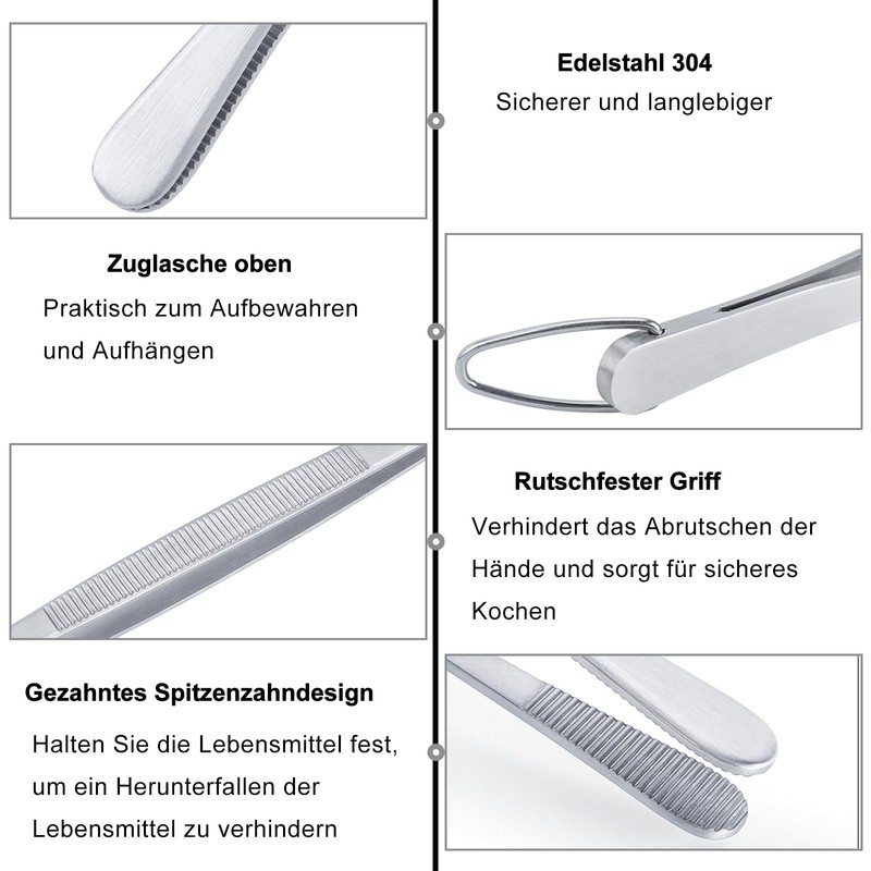 Professional Stainless Steel Kitchen Tweezers for Meat and Grilling, 32