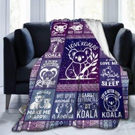 Homieblanket Koala Blanket for Women Men, Cute Koala Themed Design Printed Purple Throw Blankets for Teens Adults Lap, Couch Bed, Warm Soft Cozy Blanket, 60"x 80"