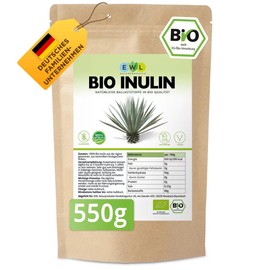 EWL Naturprodukte Inulin Pulver BIO 550g, Ballaststoffe Pulver aus Agave gewonnen, Inulinpulver Bio aus kontrolliert biologischem Anbau