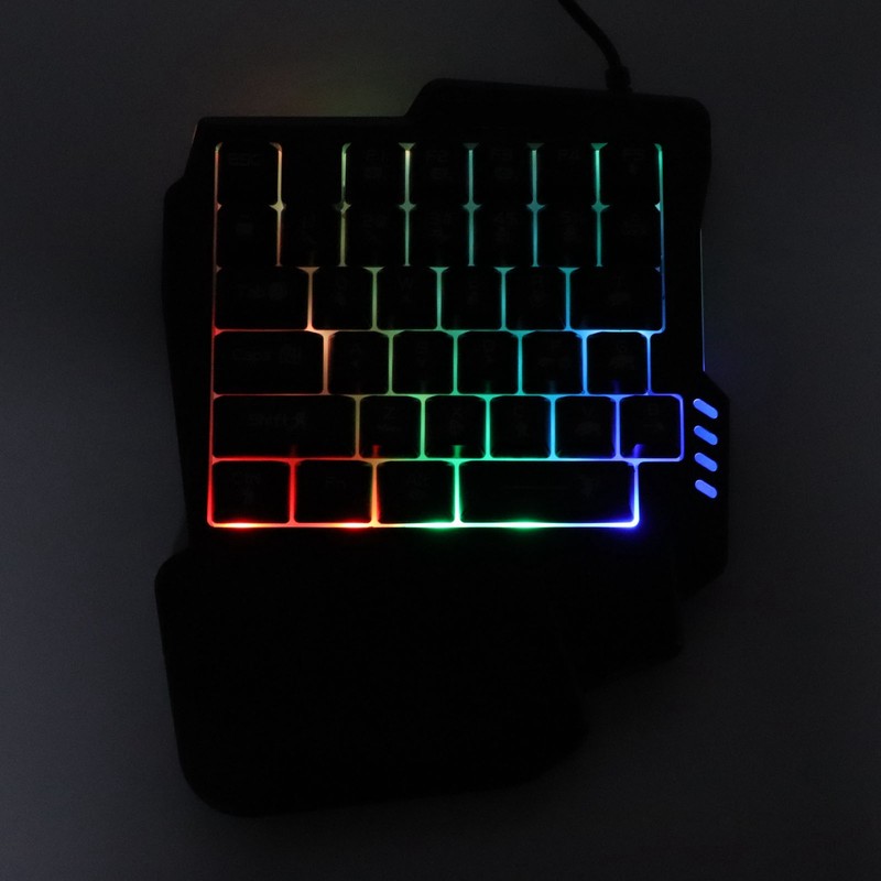 One Handed Gaming Keyboard 35 Keys Waterproof Wide Palm Rest