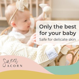 Sweet Acorn Knit Baby Blanket in Elegant Pattern, Organic Cotton Blankets for Crib or Stroller, Receiving Blankets - Salt White