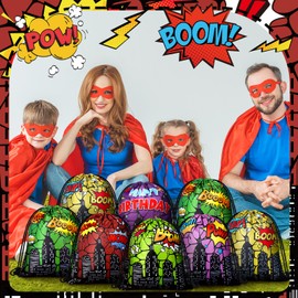 Lothee 30 Pcs Hero Party Favor Bags Hero Birthday Party Decorations Gift Treat Goodie Candy Backpack Drawstring Bag (Heroic Style)