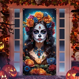 Dia De Los Muertos Door Banner Day of The Dead Ofrenda Hanging Sign Decor Dia De Los Muertos Decorations for Home Altar