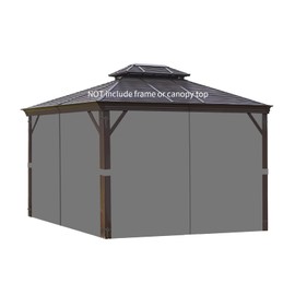 homegroove Gazebo Curtains Outdoor Waterproof 10 * 10ft, Privacy Curtains 4-Panels, Gazebo Replacement Curtain with Zipper for Garden, Patio, Yard (Only Curtains) Gray