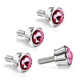 Kit de sujetadores de 4 piezas para placa de matrícula, tornillos antirrobo de aluminio con cristal brillante, kit de pernos decorativos de marco de placa de matrícula con diamantes