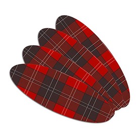 Plaid Red Gray Grey Pattern Double-Sided Oval Nail File Emery Board Set 4 Pack