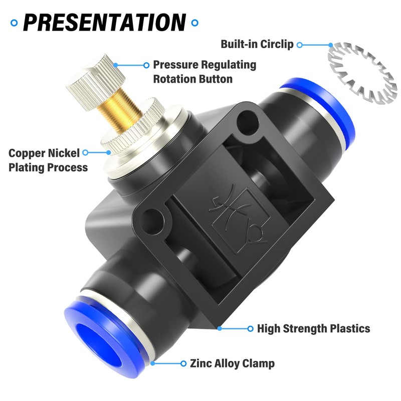 ERGAOBOY 5 Pcs 4mm OD Air Flow Control Valve with