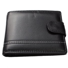 Equilibrium Stitch Line Mens Black Leather Wallet 339160
