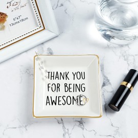 Homlouue Thank You Gifts for Women Thank You For Being Awesome Ring Dish Inspirational Appreciation Gifts for Employee Coworker Friend Teacher Friend