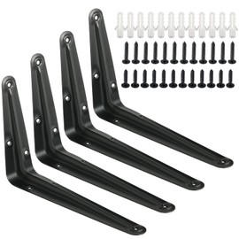Sayayo 4Pcs Shelf Brackets 8 inch, Black L Brackets Heavy Duty Angle Shelf Supports London Style