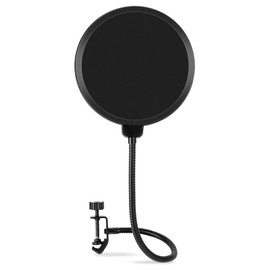 Microphone Pop Filter 6 Inch Dual Layered Pop Wind Screen with Enhanced Flexible 360° Gooseneck Clip Stabilizing Arm Mic Pop Filter Shield Mask for Vocal Recording and Live Broadcasting