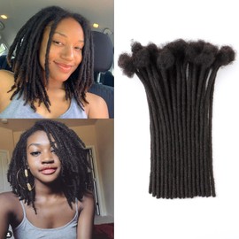 Loc Extensions Human Hair 0.4cm&0.6 cm&0.8cm width 4-18inch 10, 20, 40, 100 strands 100% Human Hair Locs Extensions for Men Women Natural Dreadlocks Can Be Dyed Bleached Curled 0.8cm 12inch 60 Strands