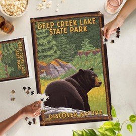 Deep Creek Lake State Park, Maryland, Bear in Forest (1000 Piece Puzzle, Challenging Jigsaw Puzzle for Adults, Made in USA)