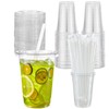 Artsotroly 16 oz Clear Plastic Cups with Lids and Straws,