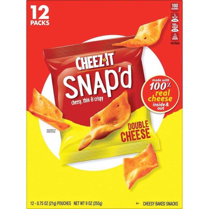 Cheez-It Snap'd Cheese Cracker Chips, Thin Crisps, Lunch Snacks, Double