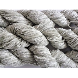 Light Silver Ice Gray Fingering Rayon Chenille Yarn