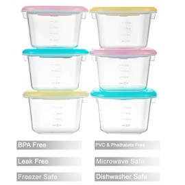 PandaEar Baby Food Snack Plastic Storage Container with Lids, 12 Pack Set BPA Free Freezer & Dishwasher Safe for Kids