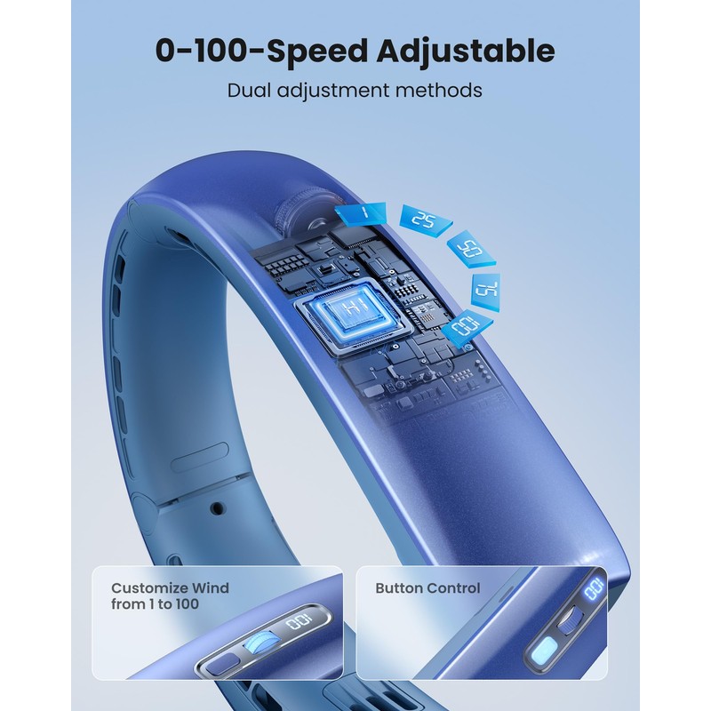 Gaiatop Portable Neck Fan, 40° Stretch Neck Cooler with 360°