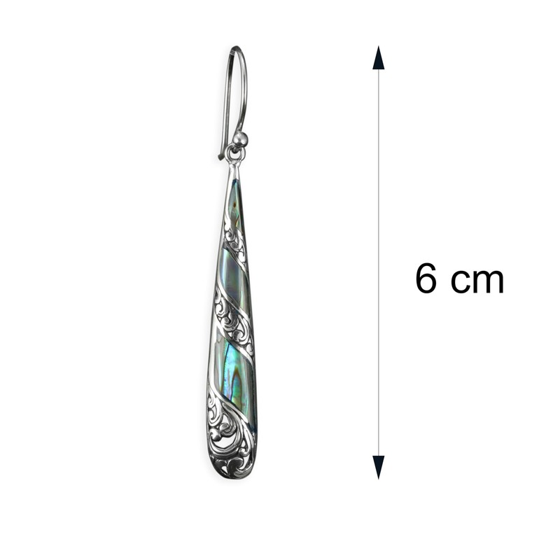 CahayaPermai 925er Silber und Abalone Perlmutt Damen Ohrringe Hänger SER422,