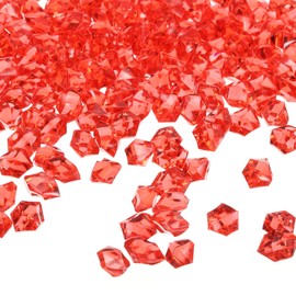 sourcing map 1000pcs Fake Ice Rocks, Dazzling Clear Resin Crushed Ice Sparkling Fake Diamonds Gem Stones for Vases Fillers Table Scatter, Theme Party Favors, Red