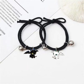 LLYIRANX 2 PCS Matching Yin Yang Bracelet Elastic Rope Band Dargon Charm Friendship bracelets Sets for Couple