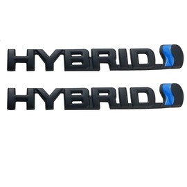 2pcs Hybrid Emblem 3D Metal Logo Letters Badge car Side Mudguard Rear Trunk Emblem Decals (Hybrid-Black)
