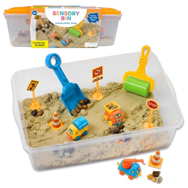 Creativity for Kids Construction Zone Sensory Bin Playset with Excavator