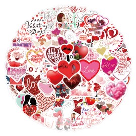 103Pcs Valentine's Day Love Heart Waterproof Vinyl Stickers Decals for Laptop Water Bottles Bike Skateboard Luggage Computer Phone. Gifts for Wife, Husband, Boyfriend, Girlfriend