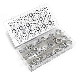 Aluminium sealing ring set, 450 pieces in clear plastic box