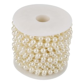 Guirnalda de Cuentas de Perlas, 10 M/Rollo de Hilos de Perlas, Carrete de Hilo de Perlas, Rollo de Cuentas, Guirnalda de Perlas para Boda, Fiesta, árbol de Navidad (Beige)