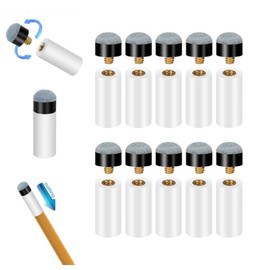 10 Sets Soft Billiard Cues Tips, Grey Cue Tips and Ferrules, 12mm Pool Queue Tips, White Pool Cue Stick Ferrules, Screw On Pool Cue Tips, Pool Stick Tips Replacement Parts, Stick Repair Tool Set
