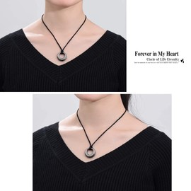 Cremation Jewellery Urn Necklace for Ashes for Women Men Circle of Life Eternity Memorial Pendant Ash Jewellery, Stainless Steel, No Gemstone