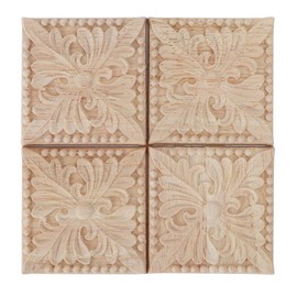 Alvinlite 4-Pack Decal for Furniture Wood Furniture Corner Applique Onlay Wood Carved Decal Frame Decoration for Home Furniture Cabinet Door Bed(B)