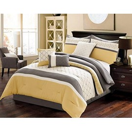 Riverbrook Home Elite Collection Comforter Set, King, Verdugo - Yellow/Grey, 7 Piece Set