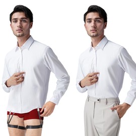 Lorzot Upgrade Elastic Shirt Stays with Non-Slip Garters - Men's Police Military Shirt Holders, Tucked in Black