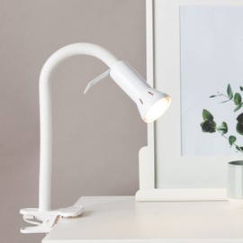 Lightbox Desk Lamp with Adjustable Flex Arms and Rocker Switch - 34 cm Height - Flexible White Clamp Light - Work or Reading Light - E14 Socket, Max. 40 W - Metal / Plastic