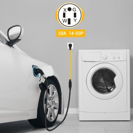 Mootycapa 14-50P to 6-20/15R or 5-20/15R RV EV Adapter Cord Compatible with NEMA 50 Amp 4 Prong 240V to 20/15 Amp 3 Prong 240V 6-20/15R or 5-20/15R T Blade for EV Charger HVAC 12 AWG, 1FT