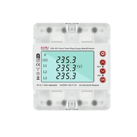 3 Phase AC380V 100A Tuya WiFi Smart Bi-Directional Energy Power kWh Meter Over Under Voltage Current Protector Relay Switch Current Limit Phase Squence Protector Voice Remote Control for Smart Home
