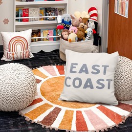 ETVISO Coastal Cowgirl Room Decor, Blue Coastal Western Pillow Cover 18x18, Preppy Beach Retro East Coast Decorative Throw Pillow Case for Girls Bedroom Home Drom Apartment