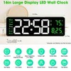 16" Large Digital Wall Clock with Remote Control, Large Display