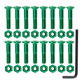 The Lord of the Tools 16 Sets Skateboard Hardware Kit Mounting Screws Hex Head Bolts Nuts with Wrench Accessories for Riser Long Board Truck M5x25mm Green