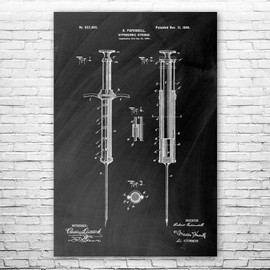 Hypodermic Syringe Poster Print, Nurse Gift, Waiting Room Art, EMT Gift, Doctors Office Art, Pediatrician Gift Black Chalkboard (20 inch x 30 inch)